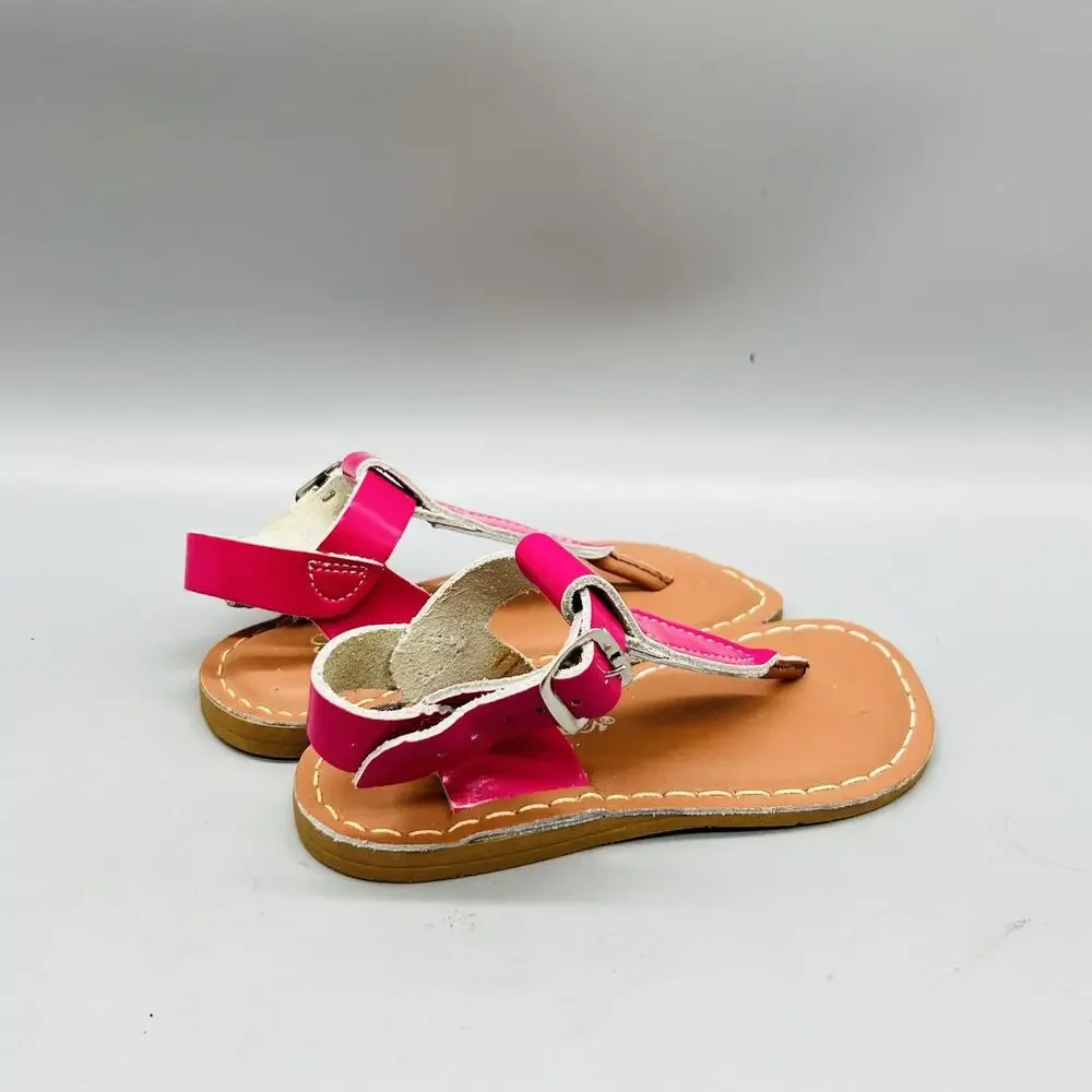 Salt Water Sandals Girls 9 Pink Leather Thong Ankle Buckle Summer Shoes Casual